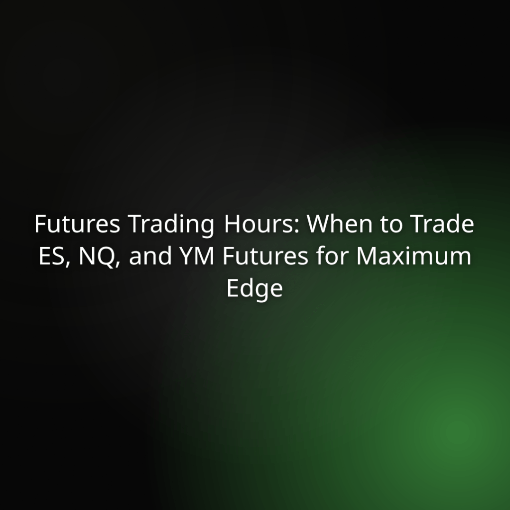 Title slide for a guide on futures trading hours: ES, NQ, and YM to maximize edge