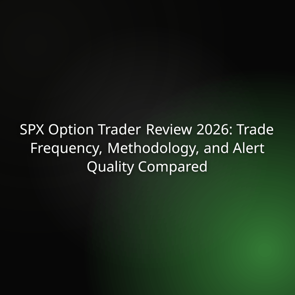 Hero title reading 'SPX Option Trader Review 2026: Trade Frequency, Methodology, and Alert Quality Compared' on a dark green-tinged gradient background