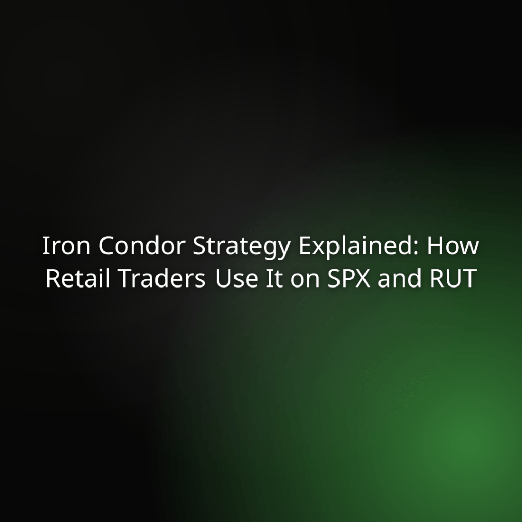 Title slide: Iron Condor Strategy Explained: How Retail Traders Use It on SPX and RUT on a dark gradient background